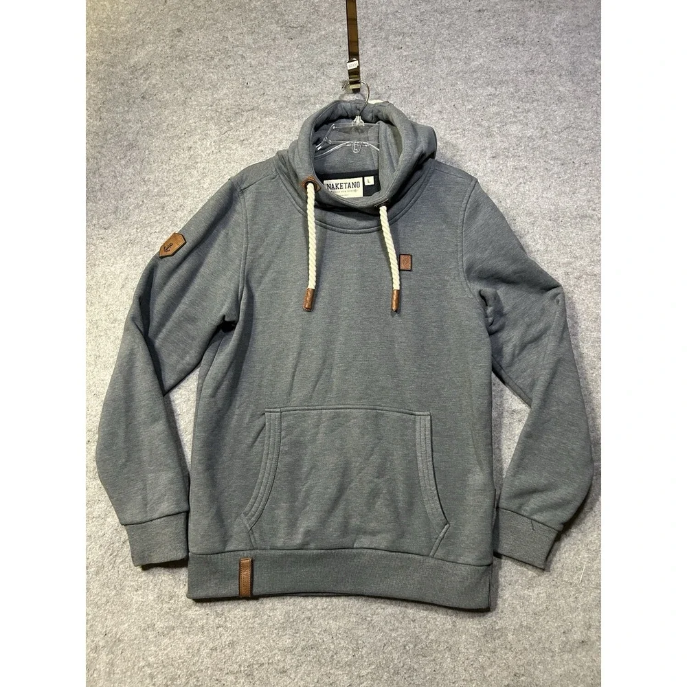 Naketano Men Hoodie Jumper Hooded Blue/Grey Size L  Nautical Ropes